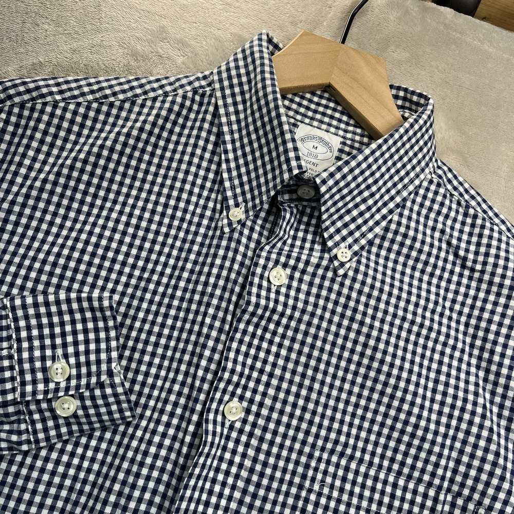 Brooks Brothers Regent Gingham Shirt M Cotton Long Sleeve‎ Button Down